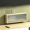 HEFJIAYCIQ Scatola Nascosta Per Router Wifi in Legno, Mobile Da Parete Wireless Con Ante Scorrevoli in Acrilico, Per Presa Multipla E Modem Dell'ufficio Domestico,Natural 3,55.3x10x20cm