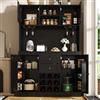 DACHETOU Mobile da cucina 120 x 190 cm con ripiani regolabili, scaffale per vino, armadietto alto da cucina con 4 ante, 2 cassetti, credenza per cucina, soggiorno, buffet, bianco