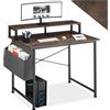 tectake® Scrivania 120x60x110cm con Ripiano rialzato per Monitor, Scrivania Gaming per Casa e Ufficio, Ideale Computer Portatile o Computer Fisso, Piedini Regolabili, Stile Industriale - Legno Scuro