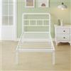 Lutown-Teen Rete Letto Singolo 90x200 Bianca a Doghe in Ferro, Alta 36 cm, Struttura Letto con Testiera, Metallica Giroletto Singolo, Spazio Aggiuntivo Sotto, Montaggio Facile, Bianco