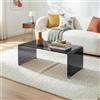 [en.casa] Tavolino da Caffè in Vetro Temperato Tavolo Basso Centrale da Salotto con Piano Rettangolare per Soggiorno Studio Living 90 x 45 x 35 cm - Grigio Scuro