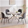 GrandCA HOME Set tavolo e sedie da pranzo nordico, tavolo da pranzo rotondo 115 * 115 * 73 cm e 4 sedie da cucina imbottite, adatto per cucina, sala da pranzo e soggiorno (Grigio)