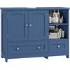 FOREHILL 80cm Mobile Bagno Sottolavabo Grande con 2 Cassetti e Ante Blu