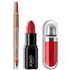 KIKO Milano Lip Glow Trio | Precision Automatic Lip Liner 16, Smart Fusion Lipstick 416 & 3D Hydra Lipgloss 15 | The Perfect Lip Combo for Defined & Glossy Lips