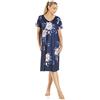 Camille Donna Blu Navy Leggero Rosa Floreale Abito da Notte 50-52 Blue Floral