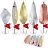 Lastdaytime Kit di attrezzi da pesca con cucchiaio in metallo, 5 pezzi, esche girevoli con ami tripli, per pesca alla trota, salmone, luccio, rivestimento riflettente e struttura in lega di zinco