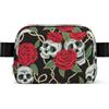 DUWAA Borsa a tracolla con teschio e rosa rossa, per uomo e donna, leggera, impermeabile, per uso quotidiano