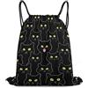 Generic Coulisse Tasche, Stampa Zaino Sportivo, Funny Cats Black, Unisex Borsa Palestra Scuola per Yoga, Nuoto, Spiaggia, 36X42cm