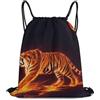 Generic Borsa Coulisse, Fashion Zaino da Viaggio, Wild Angry Animal King Fire Flame Tiger, Personalizzato Sacca Sportivo per Donna, Piscina, All'Aperto, 36X42cm