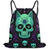 Generic Borsa Coulisse, Personalizzato Zainetti, Halloween Trippy Goth Cat Black Skull, Unisex Sacca Sportivo per Yoga, All'Aperto, Vacanze, 36X42cm