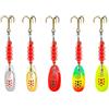 Generisch Set di 5 esche spinner, da pesca leggeri in colori vivaci, in valigetta, per pesca in acqua