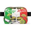 EdWal Marsupio quadrato con bandiera del Messico e stampa tequila per uomo donna marsupio regolabile borsa a tracolla impermeabile borsa a tracolla