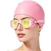 Generisch Occhialini da nuoto da uomo, anti-appannamento, a densità densa, con cuffia da nuoto, filtro UV, comfort visivo, per piscina, allenamento acquatico, libero, pratico set da nuoto per vacanze