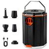 PlusFive Pompa ad aria elettrica a batteria, 7,4 V/800 mAh, mini pompa ad aria con 4 kPa, 180 l/min, pompa di gonfiaggio e sfiato USB-C con luce LED, 5 ugelli per materasso ad aria, salvagente