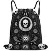 Generic Borsa Sportiva da Palestra, Leggero Zaino Sportivo, Halloween Goth Gothic Crow Skull Sun Moon Tattoos, con Coulisse Sacca Sportiva Palestra per Adulto, Piscina, Yoga, 36X42cm