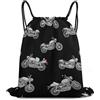 Generic Borsa Sportiva da Palestra, Personalizzato Zainetto, Black Motorcycle, con Coulisse Borsa Palestra Scuola per Piscina, Vacanze, Nuoto, 36X42cm