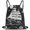 Generic Coulisse Tasche, Unisex Zaino Sportivo, Sun Moon Flower Nautical Ship, Personalizzato Sacca Sportivo per Donna, Sport, All'Aperto, 36X42cm