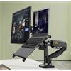 NORTHBAYOU Desktop NB F160 + FP-2 Molla a gas Doppio braccio per supporto per monitor da 17"-27" + Supporto per laptop da 10"-17" Supporto per montaggio con pressa ad aria Carico 2-9 kg
