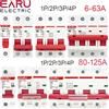 EARU Interruttore automatico miniaturizzato EARU DZ47 400V 1-4P tipo C, protezione da sovraccarico e cortocircuito, montaggio su guida DIN da 35 mm, capacità di interruzione 6KA