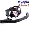 JoyMaySun Set di snorkeling per miopia ottica Maschera subacquea Occhialini da nuoto miopi Mirino panoramico Ampia vista Adulti Giovani -1.0To-6.0