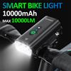 NEWBOLER 10000mAh Luce per bicicletta intelligente Anteriore 10000LM Luce per bici Impermeabile Ricarica USB MTB Lampada per ciclismo su strada Accessori bici