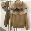 NONE Cappotto di pelliccia di realtà Cardigan Cappotto di pelliccia di volpe naturale Donna Vera pelliccia mongola Maglieria Giacca lavorata a maglia con cappuccio primavera autunno femminile