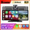 Srnubi 10.26" Dash Cam Retrovisore Carplay Android Auto 4K DVR Lettore di Navigazione Dual Len Registratore Cruscotto WIFI BT