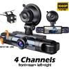 etymoofox Dash Cam Videoregistratore DVR per veicoli 4 telecamere per auto scatola nera anteriore posteriore interna Visione notturna Registrazione in loop dashcam per auto 360