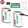 Rscrola Batteria ricaricabile agli ioni di litio da 9 V di tipo C 21800 mWh ad alta capacità per pedale rilevatore di fumo per microfono per chitarra con cavo