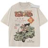 Bandai T-Shirt Sportiva a Maniche Corte, Beige Unisex, Puro Cotone Lavato, Stampa Vintage con Personaggi di Dragon Ball in Stile Cartone Animato