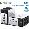 GMKtec M8 Mini PC AMD Ryzen 5 PRO 6650H 16GB RAM Senza SSD Senza Sistema Operativo Mini Computer Desktop Triplo Display 4K, WiFi 5.2, BT 6E, USB-C, DP