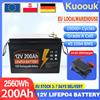 Kuoouk Batteria LiFePO4 12V 200Ah 350Ah con BMS integrato, cella al litio ferro fosfato per camper, golf cart, fuoristrada, sistemi solari ed eolici off-grid
