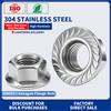 NONE Dadi esagonali flangiati DIN6923 in acciaio inossidabile 304 A2-70, metrici M2.5 M3 M4 M5 M6 M8 M10 M12 M14 M16 M20