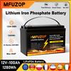 MFUZOP Batteria LiFePO4 MFUZOP 12V 100Ah 1280Wh Ricaricabile con Sistema BMS Intelligente Integrato, Ciclo Profondo 8000+ per Camper e Solare, Senza IVA