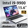 NONE Laptop 2026 con Windows 11 Pro, Intel Core i9 9900, 16GB RAM, SSD da 1TB/2TB, Schermo 15.6", per Ufficio e Gaming, Sblocco con Impronta Digitale, Notebook Portatile, PC Gamer 1920*1080 4K HD