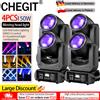 CHEGIT 4PCS Pack 150W LED Moving Head Light RGB 12 Graphic Patterns 8 Lighting Effects Self propelled Voice Activated DMX512 Control DJ Wedding Bar Club Disco Pub Spotlight Stage Light Shipped from