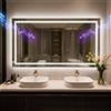 NONE Specchio da Bagno LED Bluetooth 80/100/120/140cm con Doppio Altoparlante e Display Digitale Retroilluminato, Specchio per Trucco Dimmerabile 3 Colori Antiappannamento