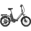 Fafrees Bicicletta elettrica FAFREES F20 Flex, motore da 250 W, batteria da 36 V 20 Ah, autonomia 75-100 km, freni a disco meccanici - Grigio canna di fucile
