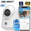 GENBOLT Telecamera di Sicurezza WiFi 2K per Interni, Telecamera Wireless Pan-Tilt per Animali Domestici con Batteria da 5000mAh, Telecamera IP CCTV per Bambini e Animali con Rilevamento PIR