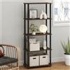 Furinno TURN-N-TUBE - Scaffale a 5 ripiani, senza attrezzi, scaffale per libri nero, libreria aperta, per organizzazione e stoccaggio, soggiorno, casa, ufficio, camera da letto, noce nero