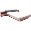 Meublorama Letto 160x200 RENATO colore noce con doghe e comodini con LED integrati