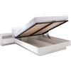 Meublorama Letto contenitore 160x200 RENATO con doghe colore bianco