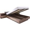 Meublorama Letto contenitore RENATO 160x200 con doghe e comodini a LED colore noce