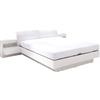 Meublorama Letto RENATO 160x200 con rete a doghe e comodini con LED integrati colore bianco