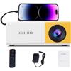 StarTech Mini proiettore - Proiettore HD portatile - Duplicazione dello schermo in modalità wireless - Home cinema - Diverse porte di connessione - Batteria ricaricabile + alimentazione CA/CC - Con alimentatore - Giallo
