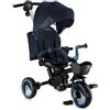 Momi Triciclo per bambini MoMi IVI, seduta girevole 360°, cinture a 3 punti, poggiapiedi, tettuccio parasole, ruote EVA, manubrio regolabile, borsa e cestino portaoggetti