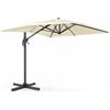 Arreditaly Ombrellone Girevole 360° 4X3 M Decentrato Rettangolare Rotante Con Struttura In Alluminio E Braccio In Acciaio Base a Croce E Custodia Inclusa Per Giardino Terrazza Patio E Piscina Ecrù