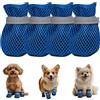 LCCGZ Scarpe Estive per Cani, 4 Pezzi Stivali per cani traspiranti estivi, Antiscivolo Scarpe per Cani Con Cinghie Riflettenti, per Uso Interno Che Esterno Durante L'Estate (Blue, L)