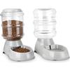 Wexeva Dispenser Cibo Gatti Cani, Automatico per Cibo, 2 Unità, 3.8L, Dispenser Acqua Gatti e Dispenser Crocchette Gatto, per Cani Piccoli E Grandi, Gatto (Grigio)