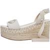 Liu Jo Sandali con Zeppa Espadrillas Beige, Lacci Alla Caviglia, Plateau in Corda, Logo Metallico, Punta Aperta, Tacco 10cm TG-37